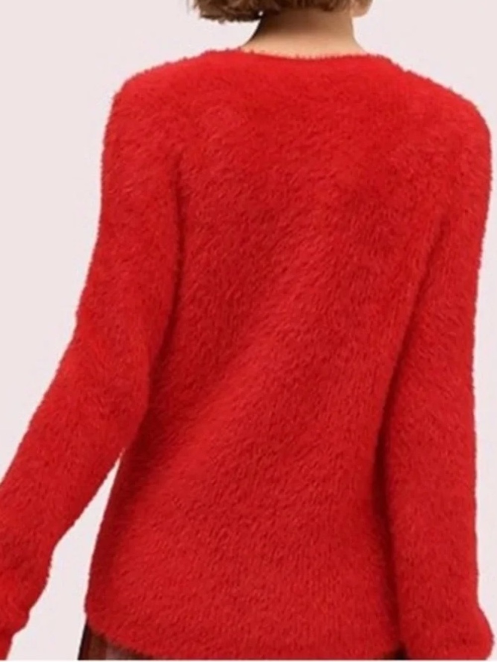 Kate Spade Courtland Mainland Red Eyelash Crewneck Quiet Luxury Sweater - Picture 3 of 8